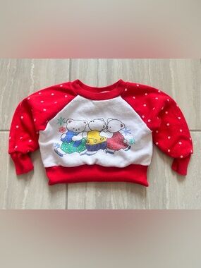 18 month vintage Red Polka Sweatshirt with Bear Print
